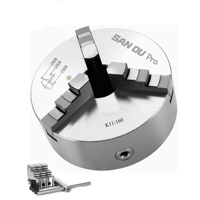 High Precision 160mm Lathe Chuck SANOU PRO 3 Jaw Self-Centering Lathe Chuck K11-160 Metal Lathe Chuck