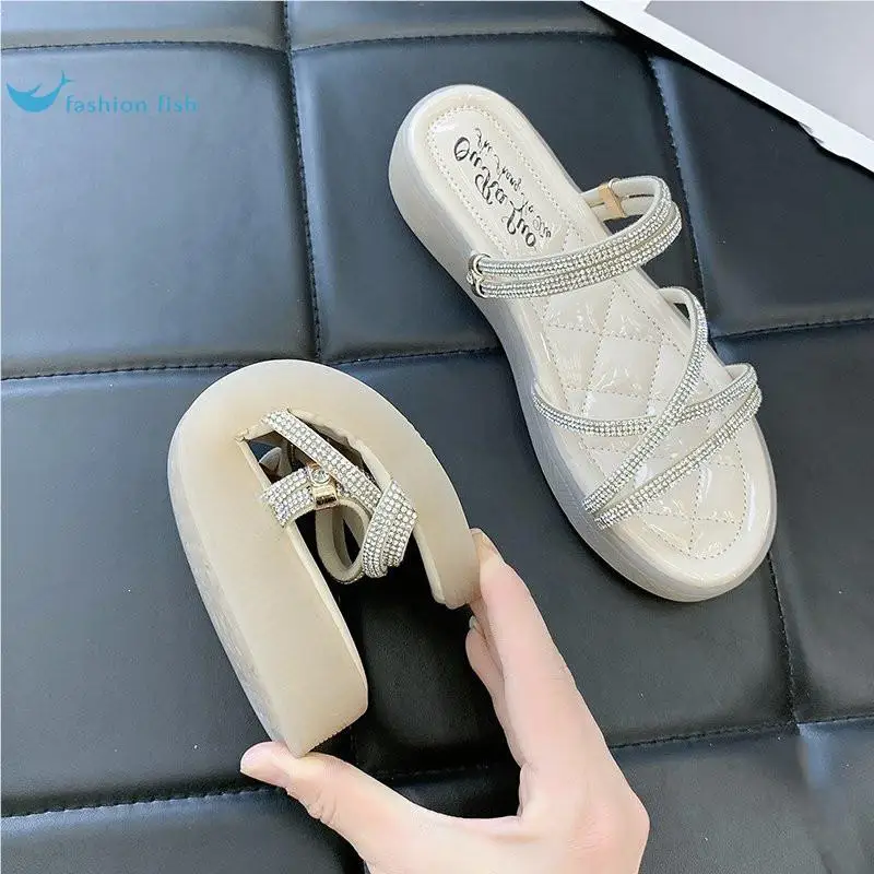 Sandalias de Mujer Estilo Hada 2024, Nuevas Sandalias Romanas Planas de Moda, con Suela de Gel Suave, Populares para el Verano, Pantuflas Casuales