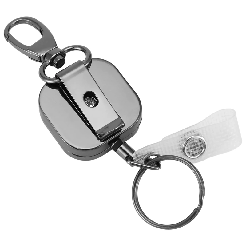 الثقيلة المعادن قابل للسحب حلقة تسلق المفاتيح حزام شارة بكرات كليب 28.3 بوصة عززت أسلاك الفولاذ الحبل