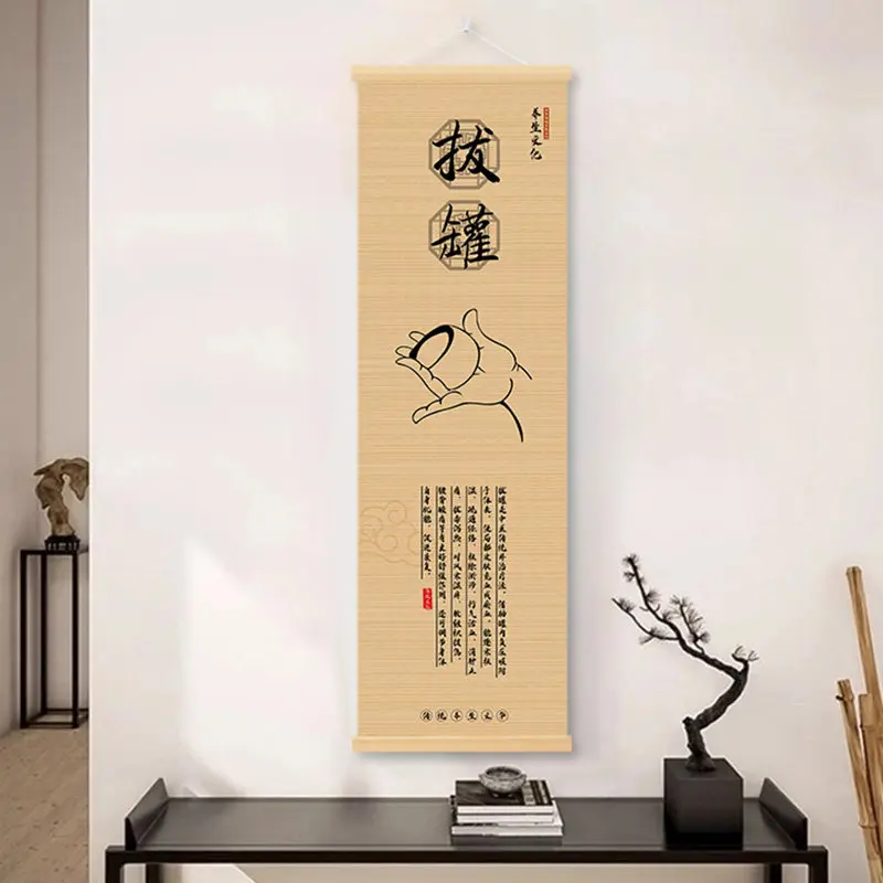 TCM Clinic Wall Art Triptych Bamboo Scroll Acupuncture Cupping Tuina Therapy Decor Ancient Medical Diagram Poster Treatment Room