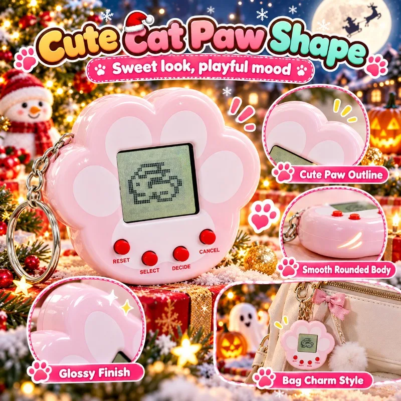 Cat Paw Shaped Mini Electronic Game Console, Handheld Virtual Pet Raising Entertainment Toy