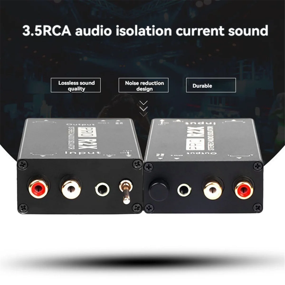 3.5MM+RCA Audio Isolator Audio Current Acoustic Isolator Audio Noise Eliminator Common Ground Isolator Automobile