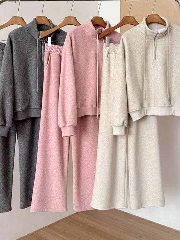 Conjunto de pantalones de pierna recta con falda de cuello alto Retro americano para mujer, conjunto informal de dos piezas, traje de invierno a la moda