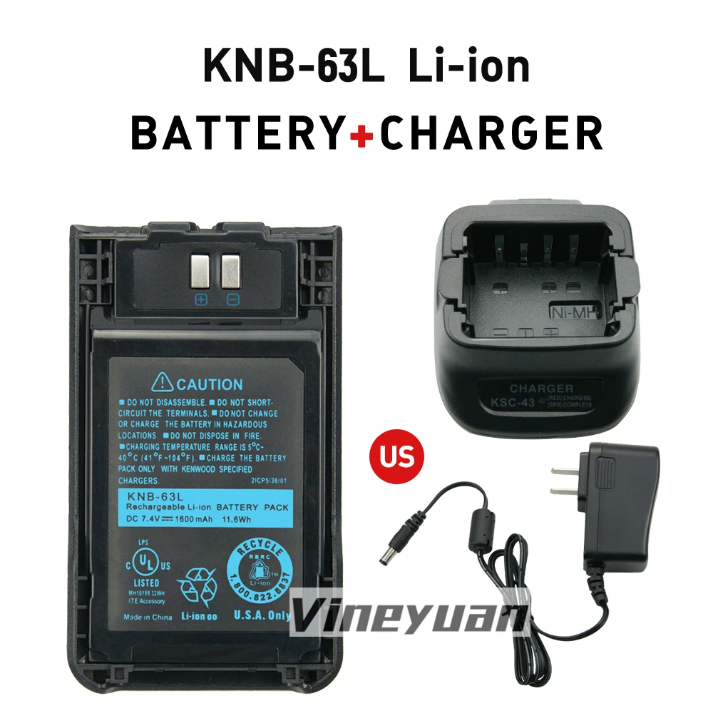 KNB-63L 1600Mah Vervangende Li-Ion Batterij Voor Kenwood TH-K20A TH-K20E TH-K40A TK-2000 TK-3501 TK-U100 Twee Manier Radio Batterij