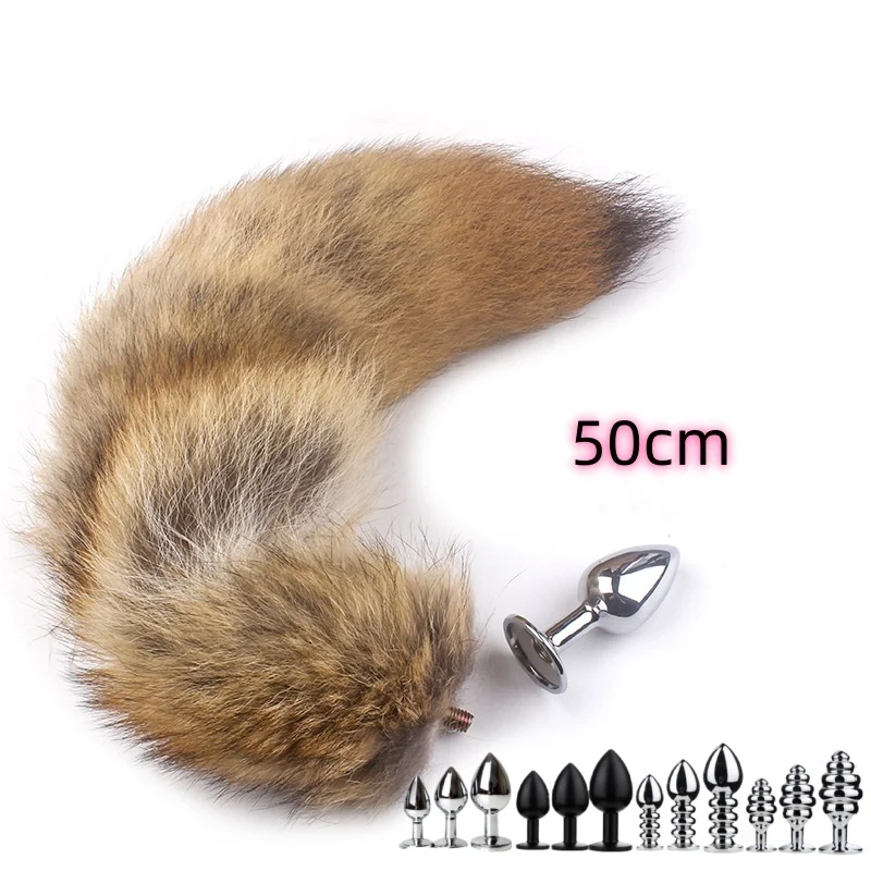 50cm Fox Real Tails with Separable Metal Butt Plug Massage Anal Sex Toy for Women Couples Cosplay Flirting Erotic Product