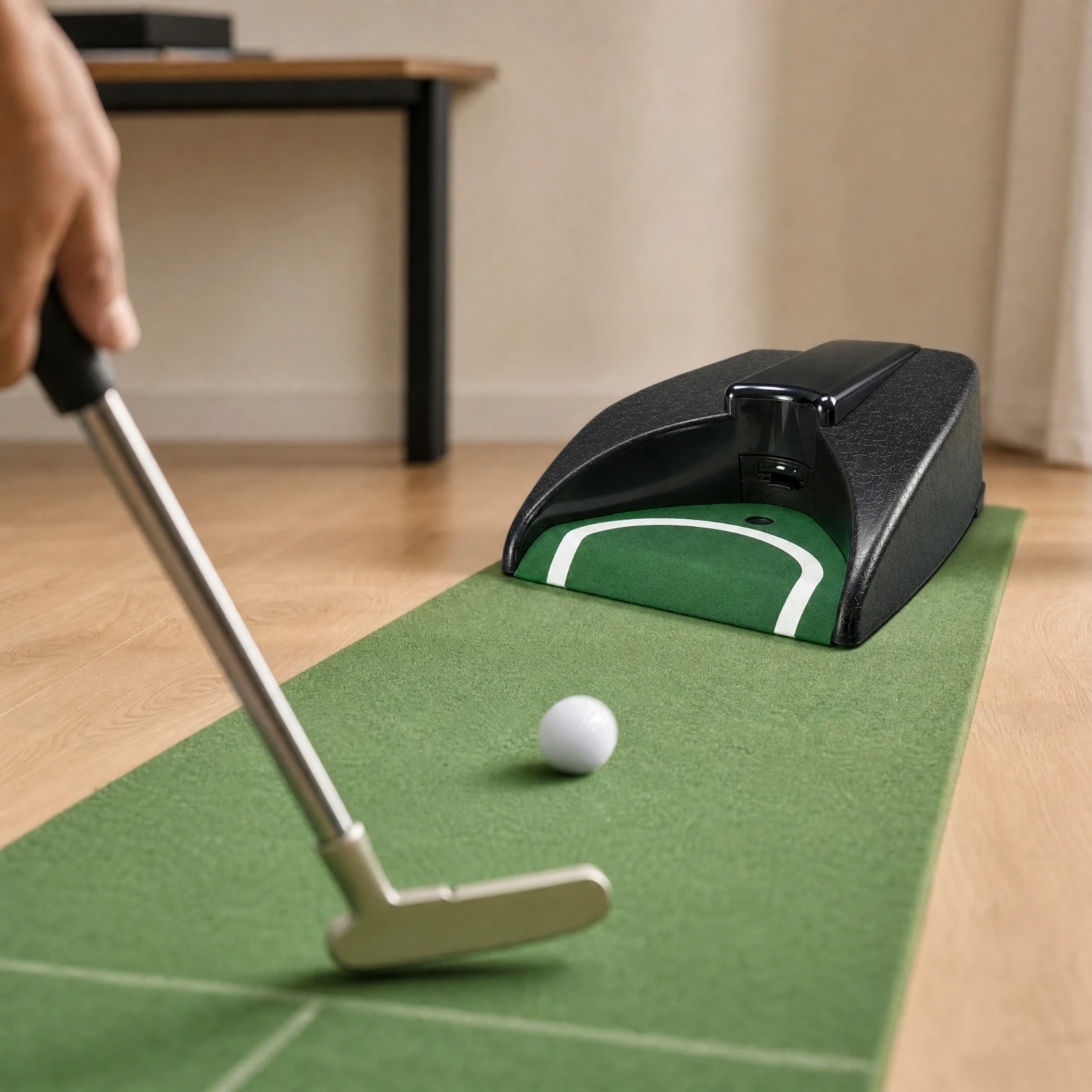 Automatic Golf Ball Return Practice Aid Textured Putting Practice Aid with Alignment Lines for Backyard Practice