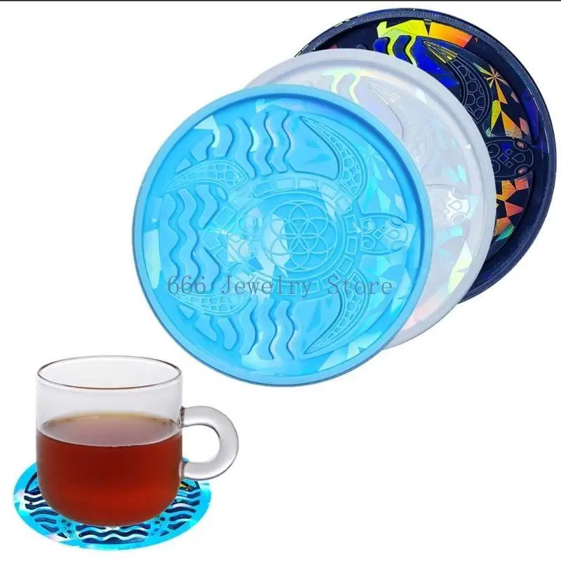 F2TD المجسم لتقوم بها بنفسك كوستر قوالب مسند للكوب قوالب البحر السلاحف شكل راتنجات الايبوكسي قوالب مادة السيليكون DIY بها بنفسك