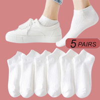 5/10 Pairs Invisible Sport Sweat-absorbing Girls Low Cut White Black Tube Boat Socks High Quality 100% Cotton Men Women Socks