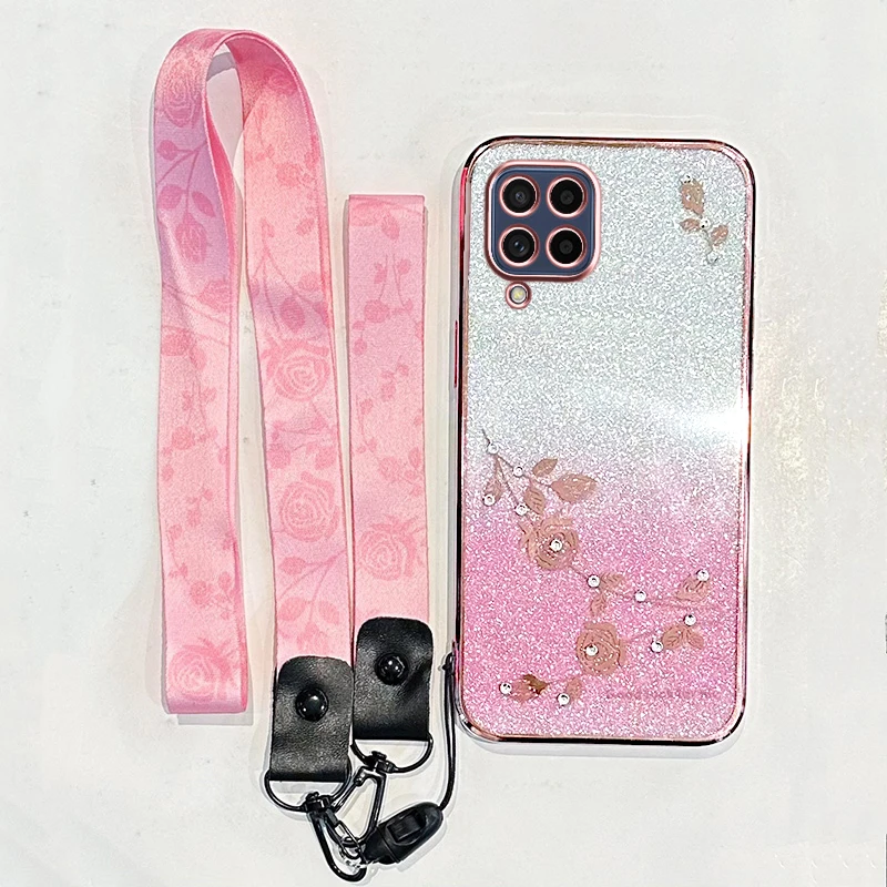 Soft Phone Case For Samsung Galaxy M52 M54 M53 M34 M15 M23 M07 M55 M17 M06 M14 M05 M35 5G Lanyard Lens Protection Cover Cases