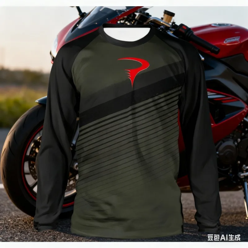 

Men's Off-road Motorcycle, Bicycle Long Sleeved Loose T-shirt, Off-road Endurance Shirt BMX, DH, Quick Drying Retro