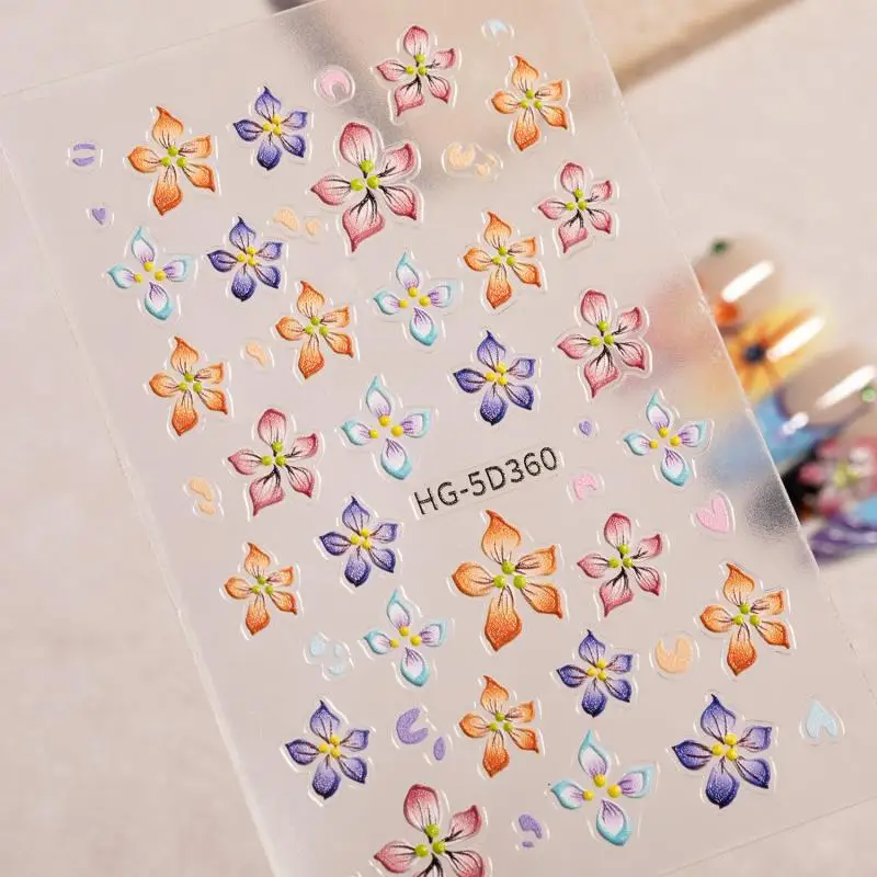 Bloem nagelstickers reliëf 3D nagelapplicaties zelfklevende sliders nagelkunstaccessoires sticker nageldecoraties nagels doe-het-zelf ontwerp