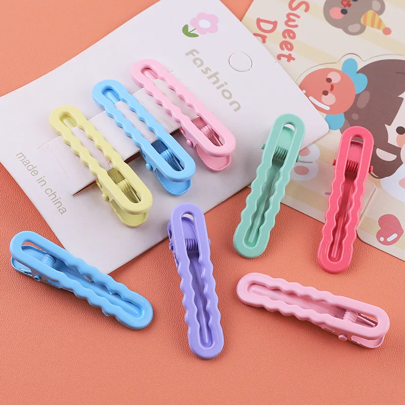 6/12/18Pcs Children DIY Hair Accessories 5cm Macaron Candy Color Glossy Wave Side Hair Clip Elliptical Hairpin Girls Headdress