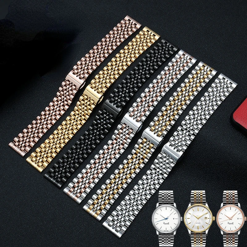 6 color Curved end stainless steel watchband watch strap 14 16m 18mm 20mm 22mm Men women Metal Flat Interface Wristband bracelet