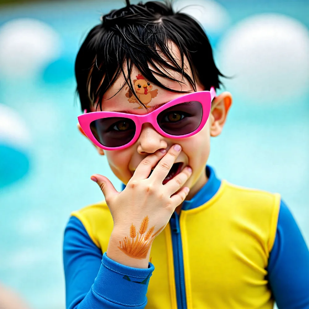 63 قطعة من ملصقات الوشم المؤقت على شكل حيوانات المزرعة، ملصقات تزيين كرتونية مقاومة للماء، ملصقات جسم طويلة الأمد للأسلحة