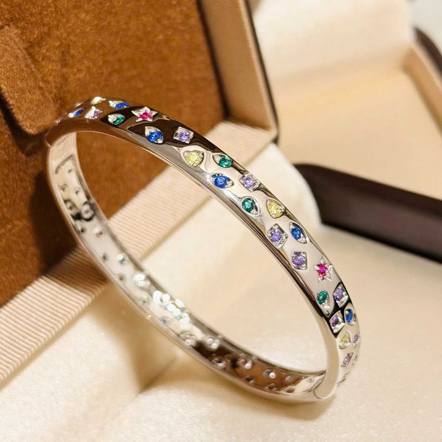 

Браслет из 100% стерлингового серебра 925 пробы с цветным циркониевым браслетом для женщин, ювелирные изделия