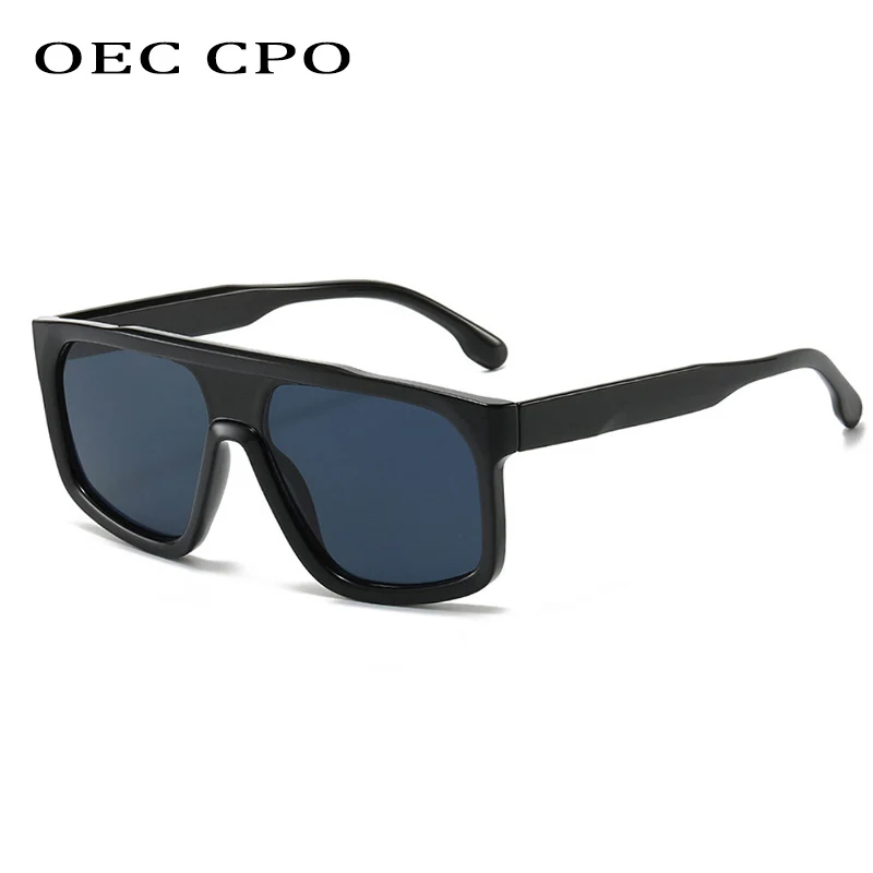 

OEC CPO Classic One Piece Sunglasses Men Brand Designer Flat Top Square Sun Glasses Women Big Frame Black Shades UV400 Eyewear