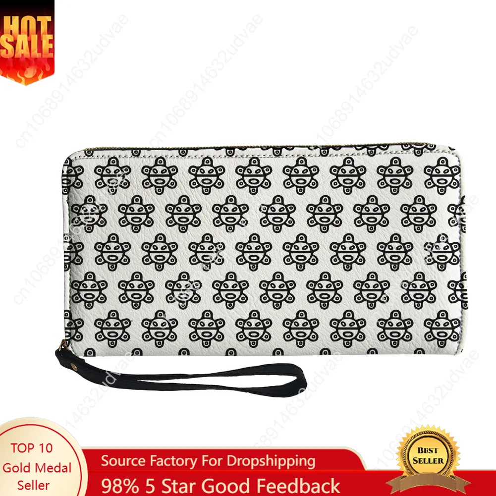 

Coqui Taino Wallet Purse Mens Womens Teenagers Zipper Long Wallets Double Print Commuter Personalized Portable Wallet Gift Bag