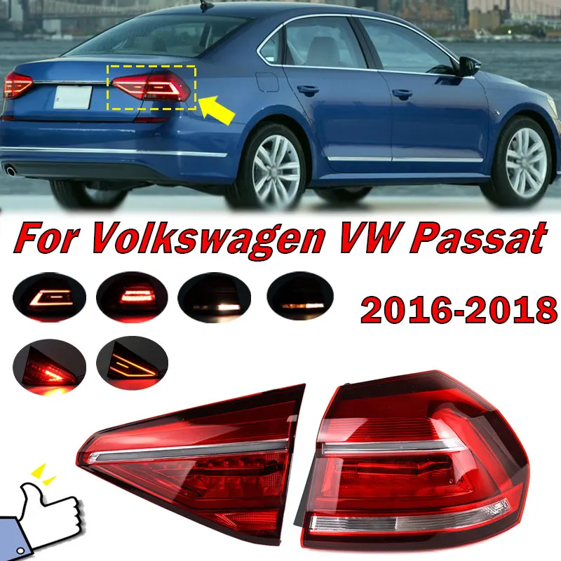 Para Volkswagen VW Passat B6 Sedan 2016 2017 2018 luz trasera de coche parada de parachoques trasero señal de giro montaje de luz trasera automática nuevo