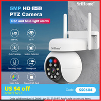 Srihome SH052 Wifi 5MP Wireless PTZ IP AI Auto Tracking Sound&Light Alarm Starlight Color Night Vision Outdoors Surveillance Cam