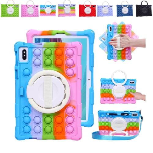 Funda de silicona para Samsung Galaxy Tab S6 T720 S5E T860, cubierta de burbujas de 10,5 pulgadas para S6 lite P610 A7 T500 10,4 con correa para el hombro y bolígrafo