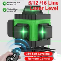8/12/16 Line Laser Level 4D Green Light Infrared Automatic 360° Self-leveling Professional Vertical Cross Line Laser Instrument