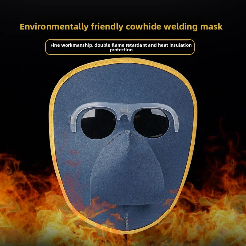 

Cowhide goggles, labor protection, welding goggles, grimace protective mask, head mounted cowhide welding mask