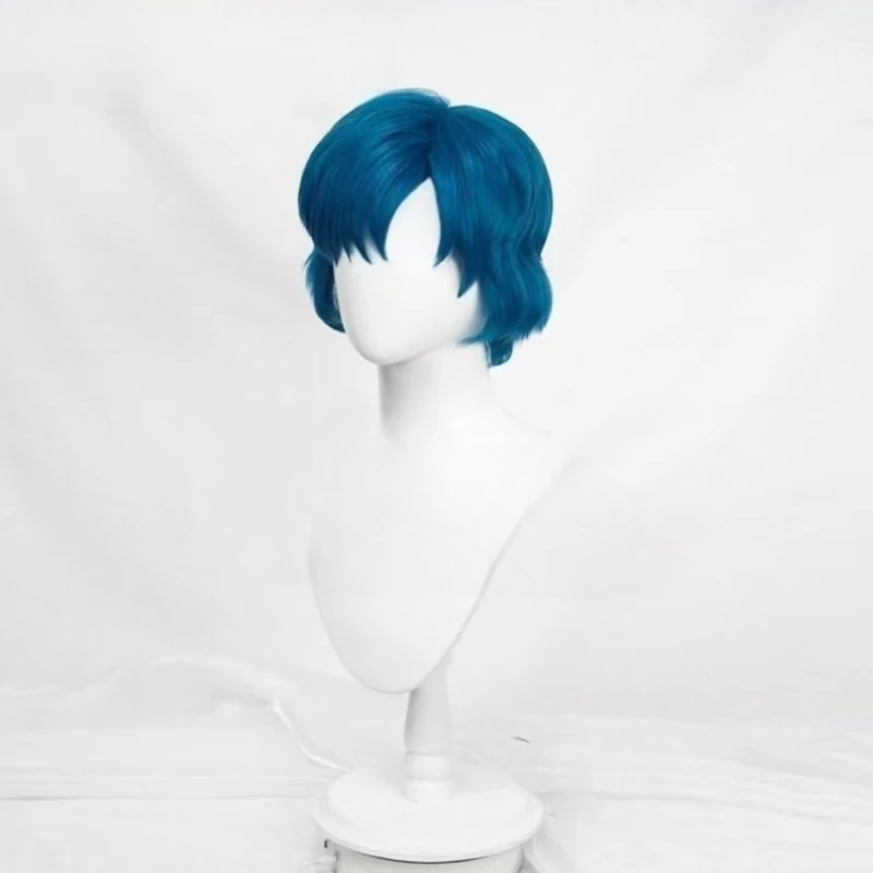 

Anime Sailor Mercury Mizuno Ami Cosplay Wig Short Blue Heat Resistant Synthetic Hair with Rose net Halloween Party Wig