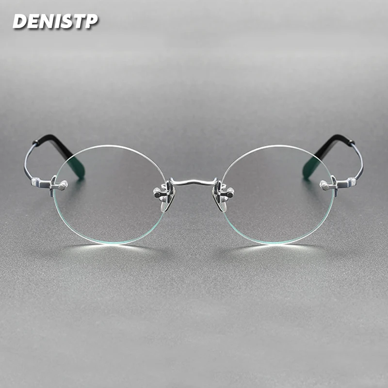 Rimless Titanium Glasses Frame Men Vintage Round Prescription Optical Frameless Eyeglasses Frame Women Luxury Myopia Spectacles