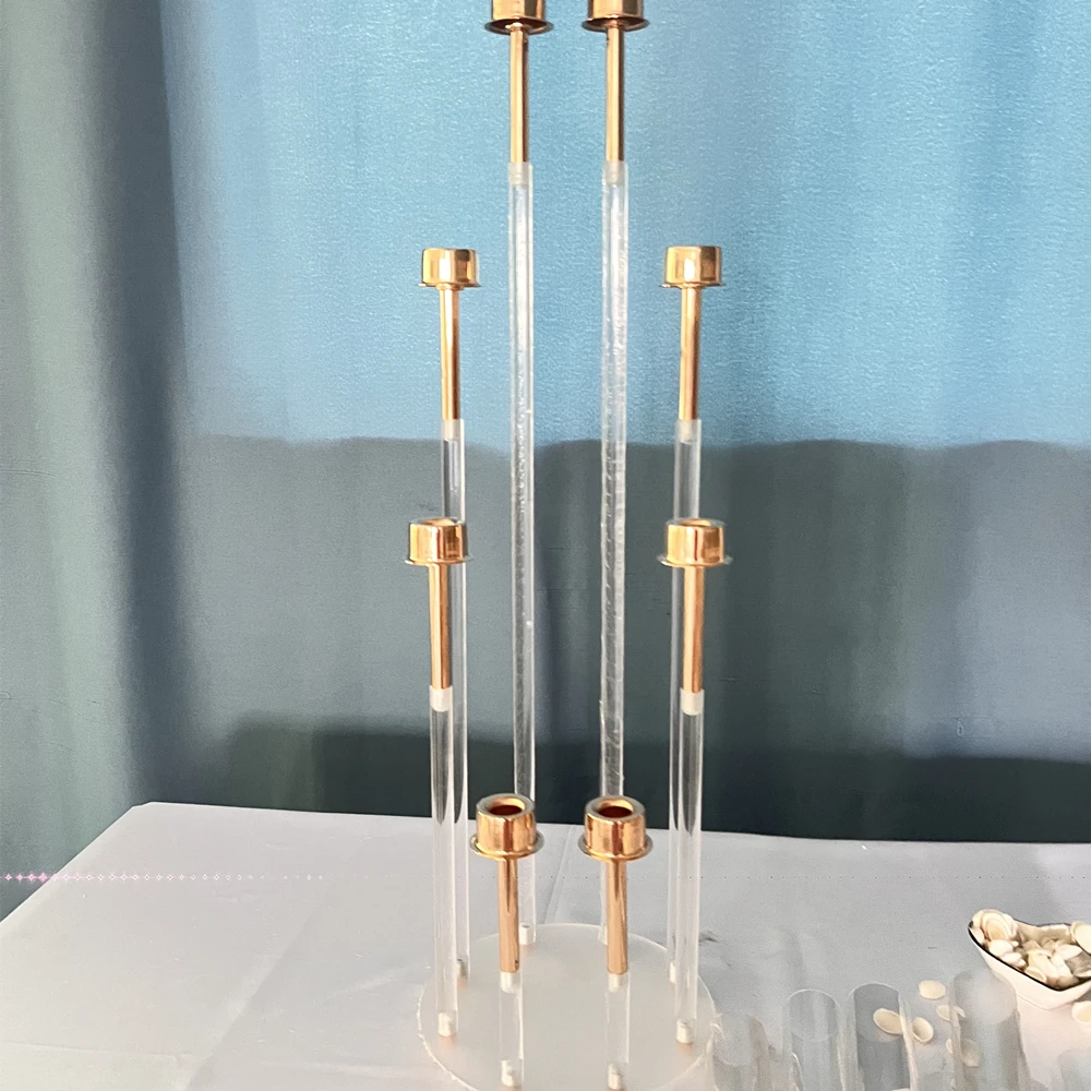 Candelabra Gold and Clear Candle Holders Wedding Candlesticks Table Centerpieces Flower Stand Holder