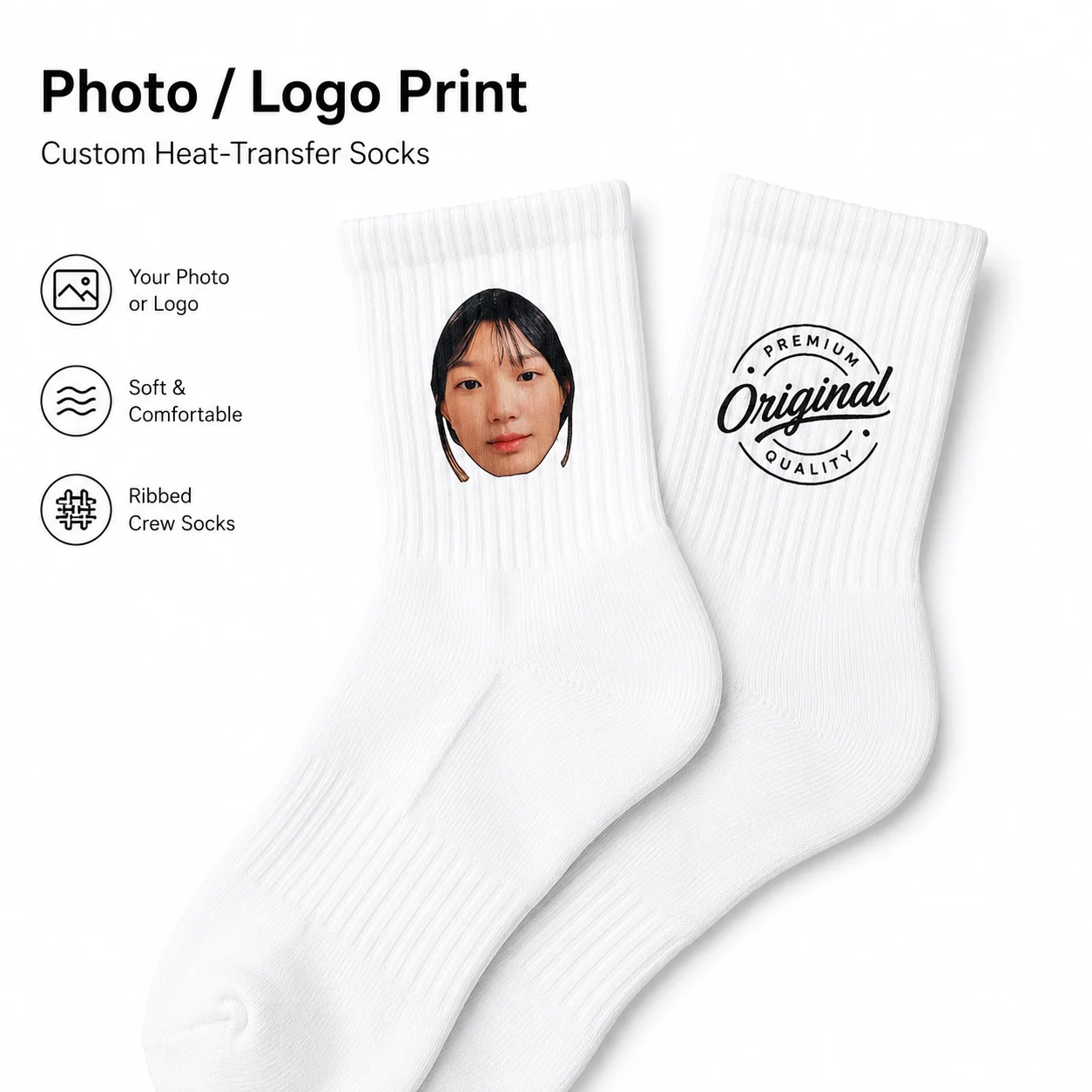 Custom Photo Socks for Men & Women, Warm Personalized Funny Face Picture Printed Socks, Custom Design Sports & Football Socks view 6