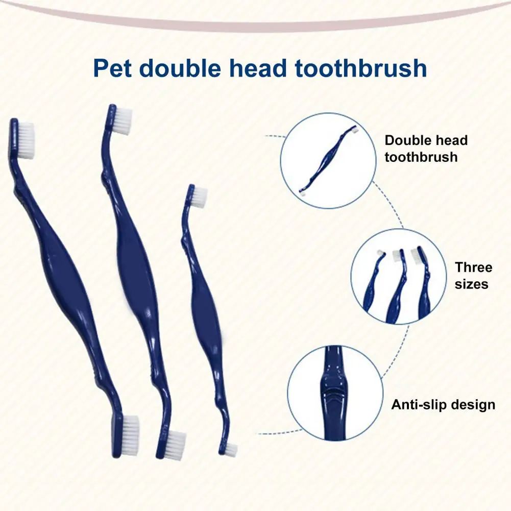 Pet Toothbrush One-piece Molding Toothbrush Pet Dental Care Toothbrush Set for Cats Dogs Soft Bristles Double Head for Pet