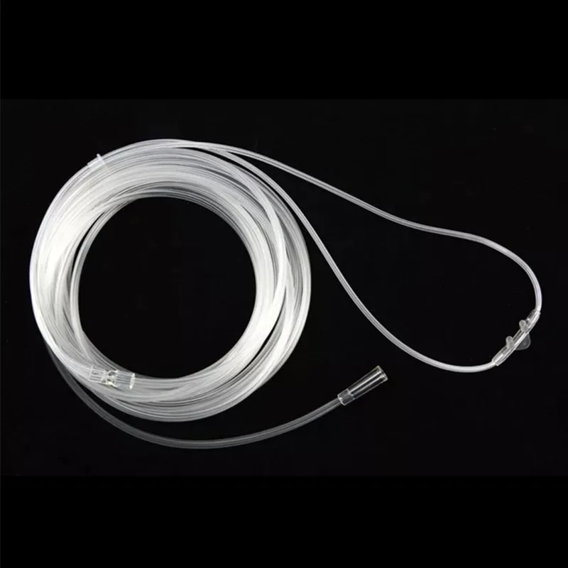 2/6PCS 2mDisposable Elastic Nasal Oxygen Tube Adjustable Oxygen Inhalation Tube Double Nose Nasal Cannula White Transparent Tube