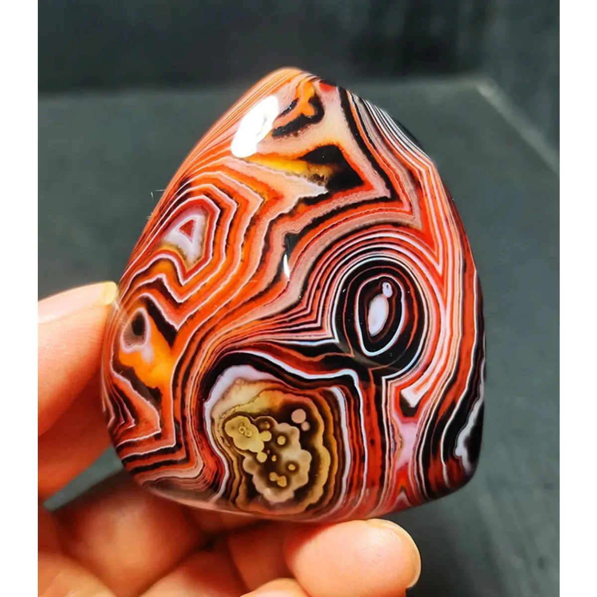 Sunset Tone River Stone Banded Agate, Tumbled Polished Stone, Pendant Making, Natural Stone, Crystal Collection, Table Display
