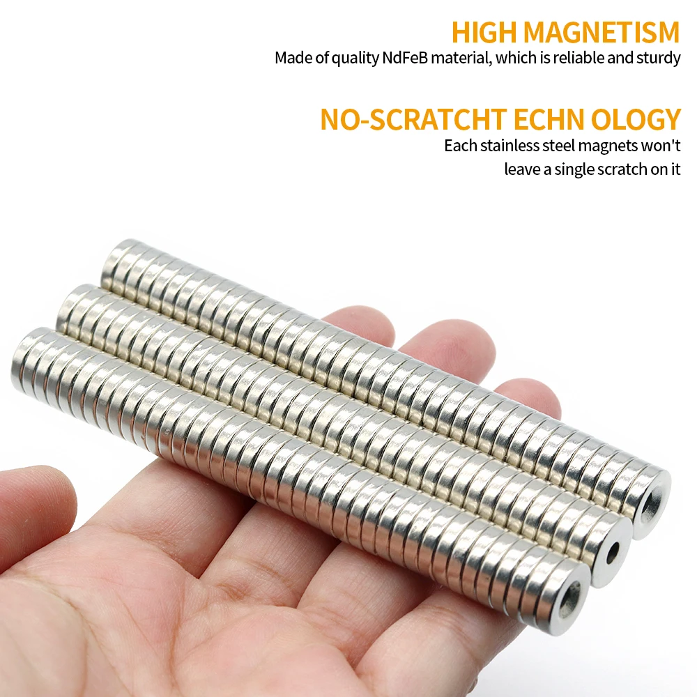 12x3-3mm Super Strong Round Neodymium Magnet with holes N35 Powerful Magnetic NdfeB Permanent Refrigerator Magnet imanes DIY