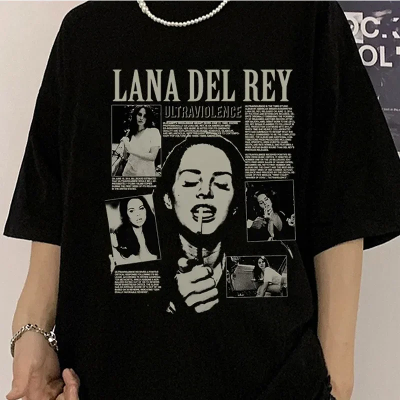 Singer Lana Del Rey print t shirt men women fashion hip hop streetwear Harajuku short sleeve plus size T shirt unisex top