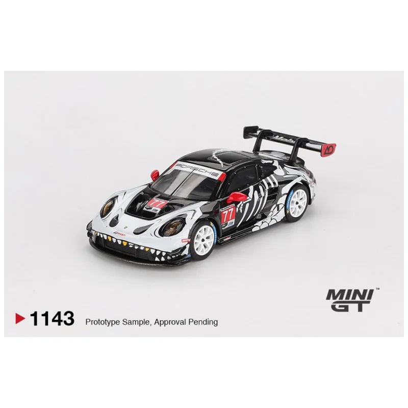 مينيجت 1:64 بورش 911 GT3 R # 77 ديناصور أسود AO Racing 2025 IMSA Petit Le Mans نموذج سيارة من خليط معدني