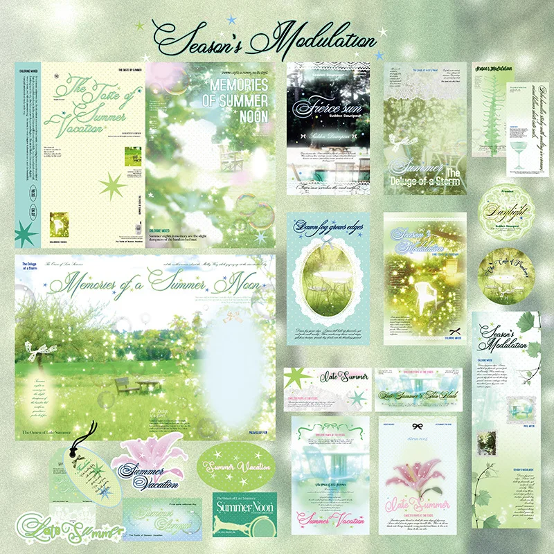 

Green Clover Laminated Stationery Set for K-POP Photocard Packaging Decal Lucky Charm Sticker Seals Cards Gift Wrapping Kit