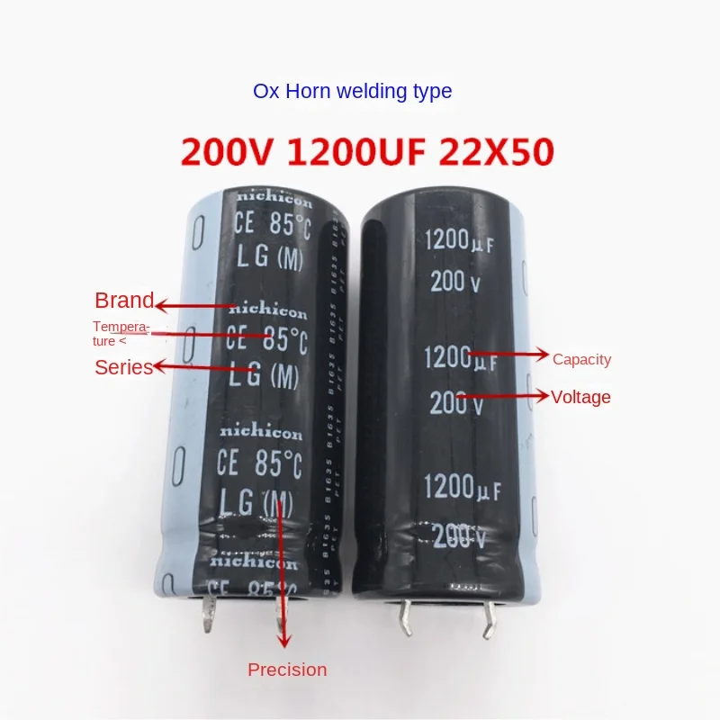 1PCS 200V1200UF High Quality Fixed Capacitor Nichicon Aluminum Electrolytic Capacitor 1200UF 200V 22X50mm