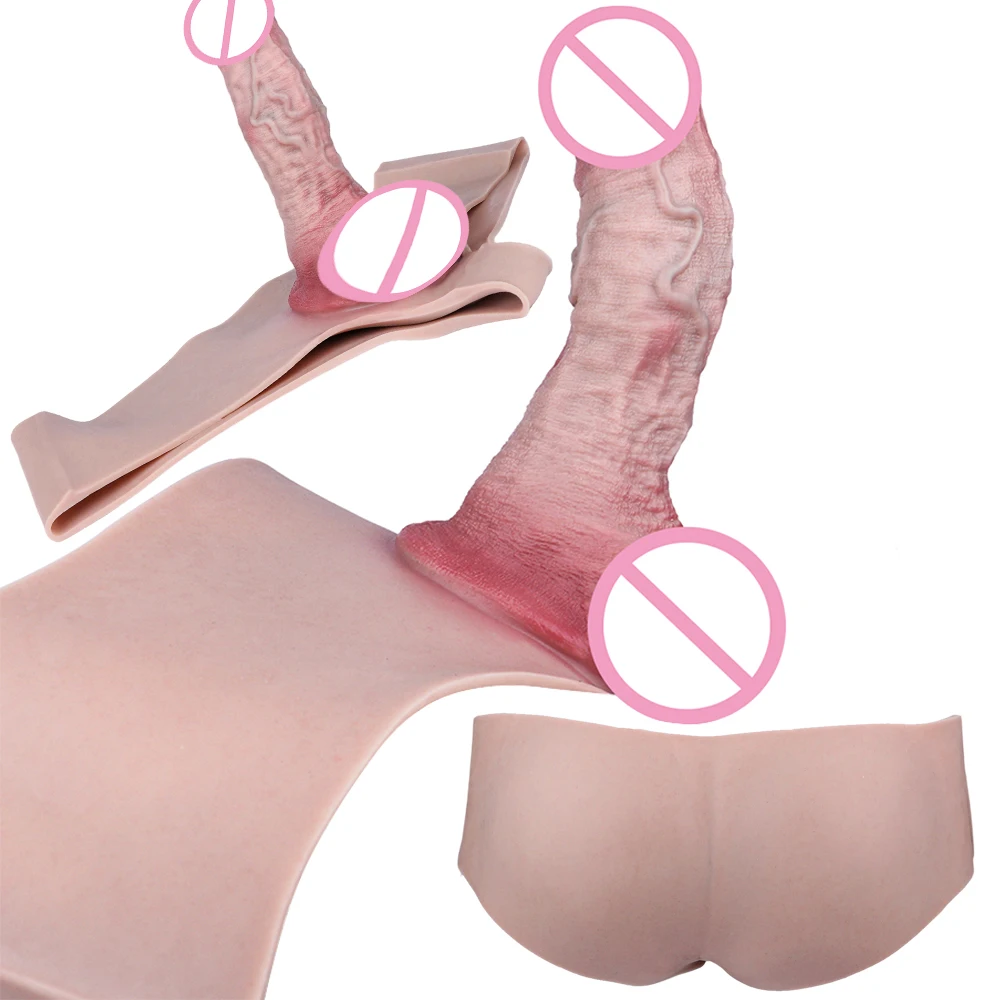 7.36in Hollow Lifelike Strap-on Dildo Panty,Protruding Veins Texture Realistic Penis Sleeve Enlargement Toys,Men/Couples Adult T