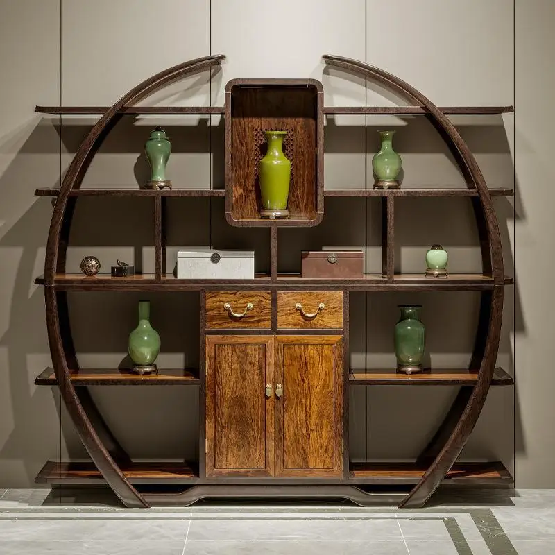Rack Solid wood Duobao Pavilion New Chinese-style shelf Antique rack Tea display cabinet Study partition