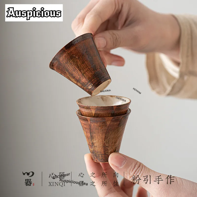 2pc/lot Japanese Crude Pottery Brush Teacup Creative Tea Bowl Cup Tea-tasting Personal Cup Chazhan Master Cups Chinese Tea Set