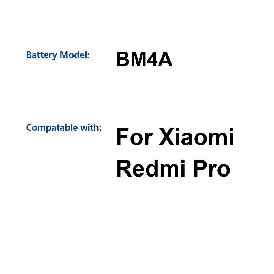 

For Xiaomi Redmi Pro BM4A Mobile Phone Battery 4000Mah Safe