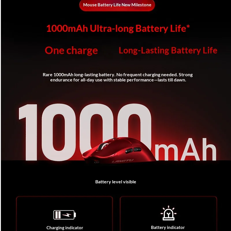 Mouse Nirkabel Wolf Road M8 Baru 1k Dual Drive Tiga Mode Ringan Ergonomis Gaming Kantor Mouse Gaming untuk Tangan Besar