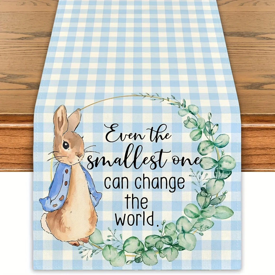 1pc,Linen Easter Table Runner Happy Easter Table Cover Spring Bunny Rabbit Decor Happy Easter Decorations for Home Party