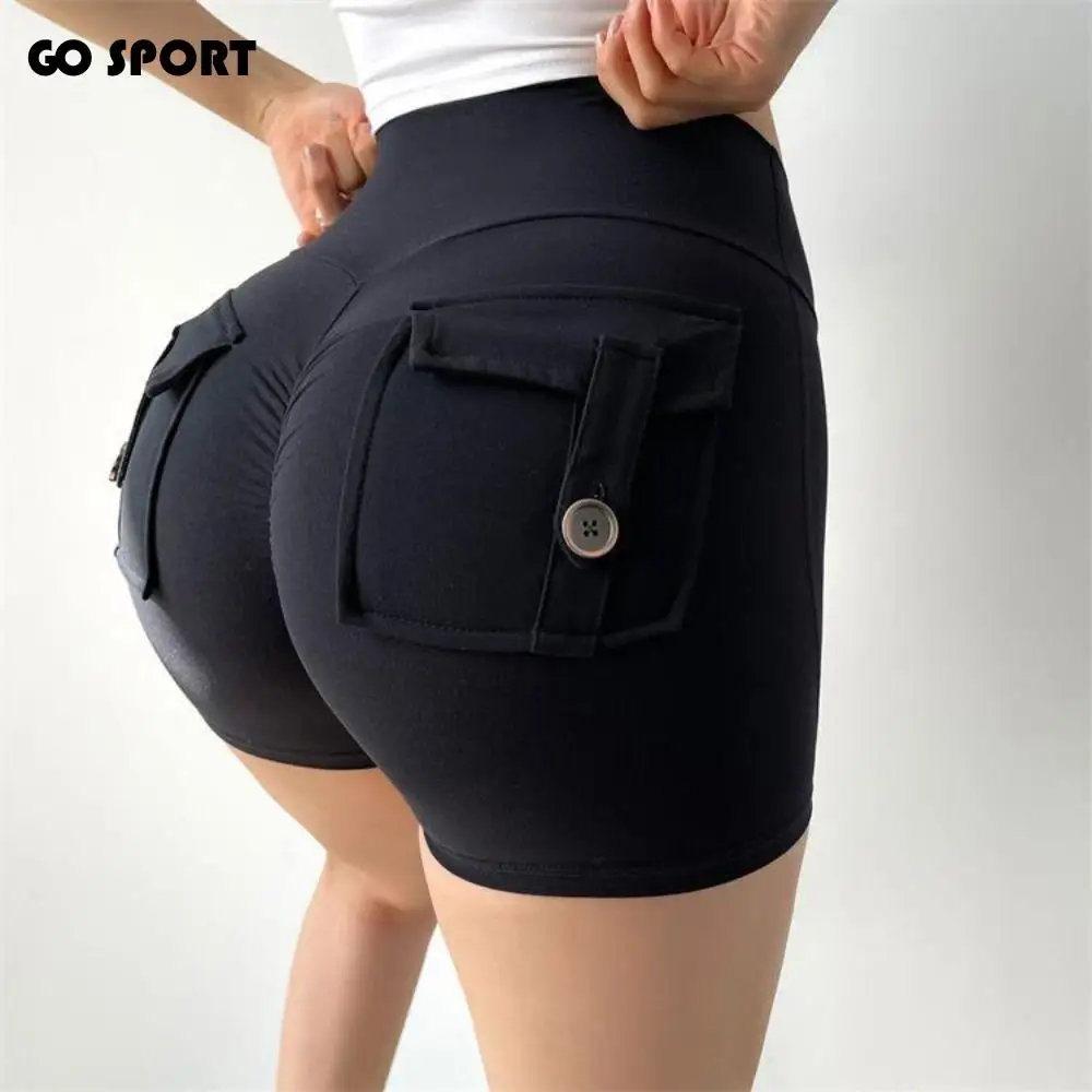 

High Waist Pocket Gym Shorts Push Up Scrunch Peach Hip Shorts Breathable with Pocket Buttocks Yoga Shorts for Women Yoga Fitness