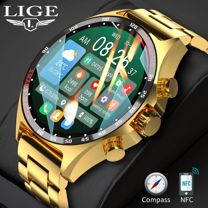 LIGE New GPS Smart Watch Men Outdoor Compass Sports Fitness Bracelet Bluetooth Call Clock Waterproof Smartwatch For Android IOS