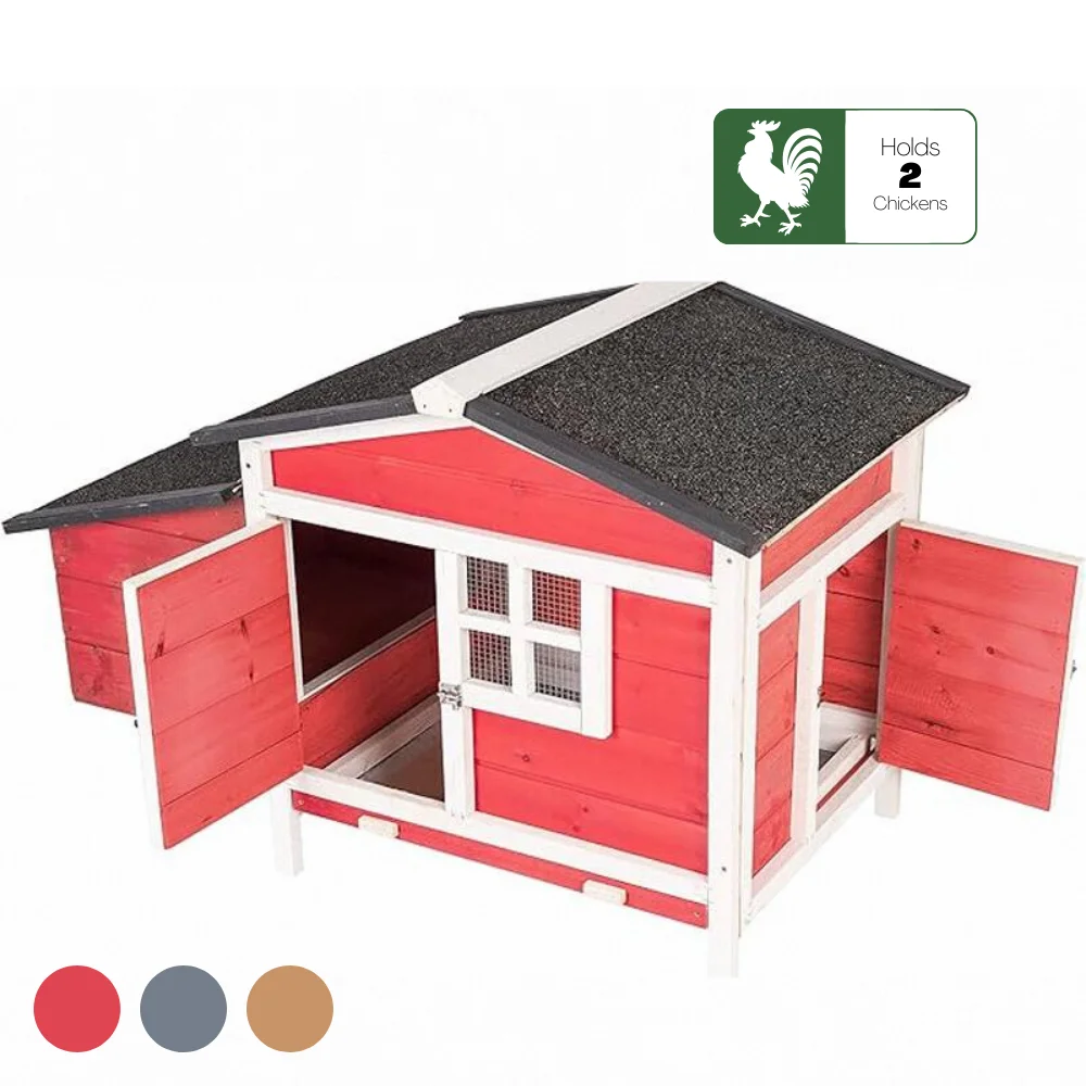 

Wooden Chicken Coop with Nesting Box, Weatherproof Outdoor Hen House for Backyard Poultry & Rabbits