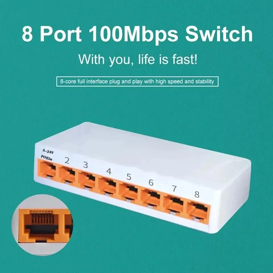 KuWFi 8 Ports Gigabit Switch 1000Mbps Ethernet Switch RJ45 Hub Internet Splitter Network Switcher Desktop Smart WIFI Switcher