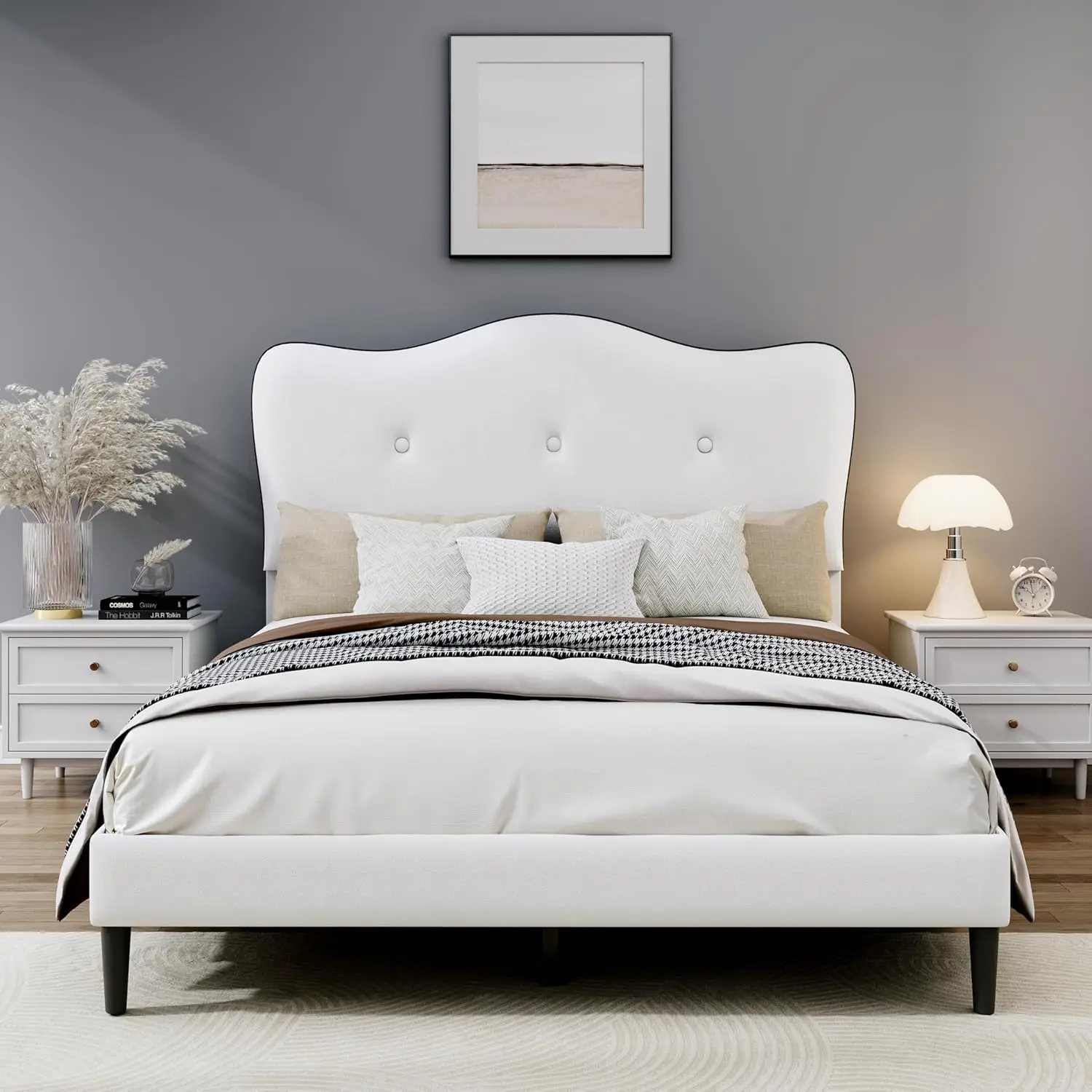 

Twin Bed Frames Adjustable Height Headboard Velvet Upholstered Bed Frame Twin Princess Prince Platform Twin Bed Frame