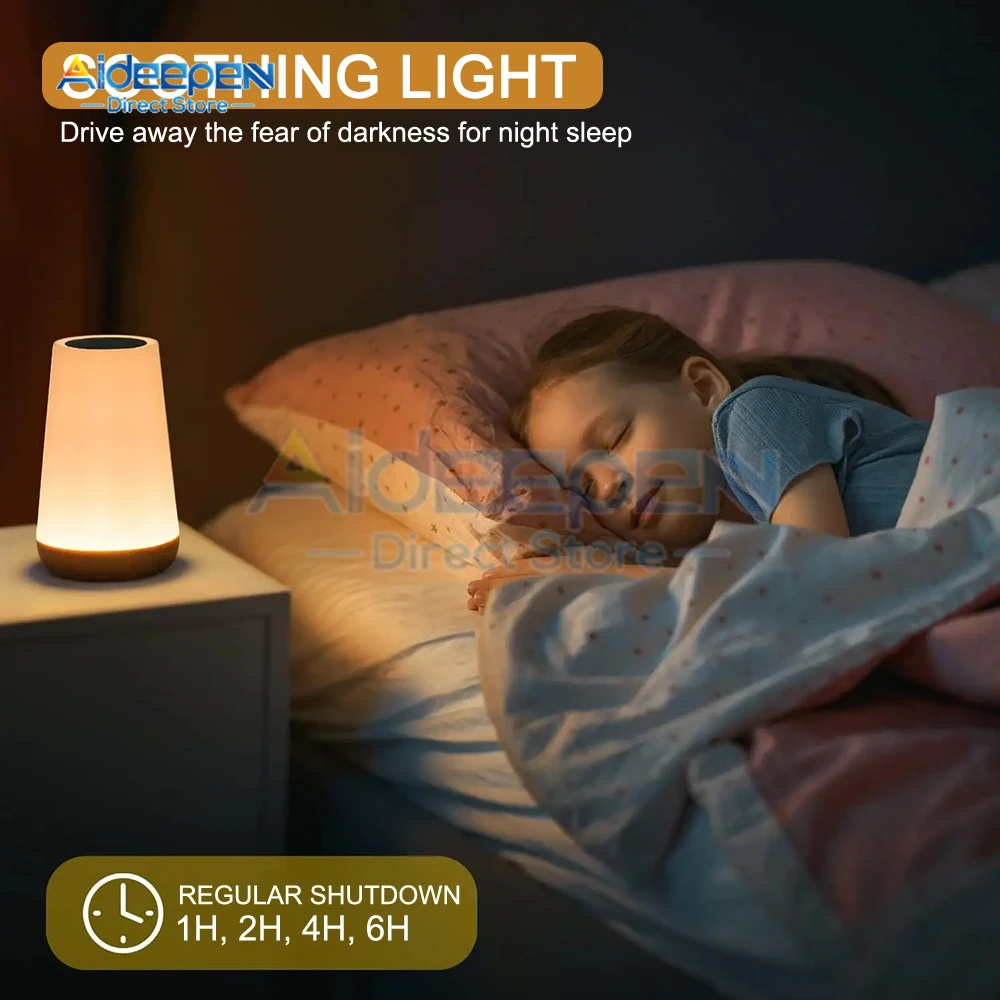 Table Lamp Bedside Lamp For Bedroom 13 Color Changing Touch Night Light RGB Remote Dimmable USB Rechargeable Portable Room Light